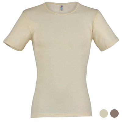 Merino wool and silk undershirt, short sleeves, men